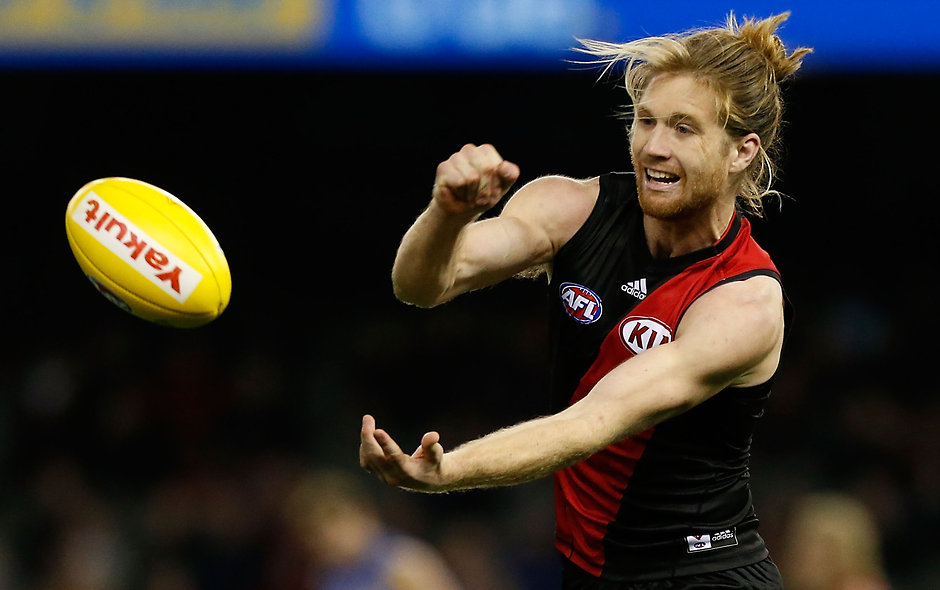 AFL 2015 Rd 18 - Essendon v Western Bulldogs MELBOURNE, AUSTRALIA - AUGUST 2: Ariel Steinberg of the Bombers handpasses the ball during the 2015 AFL round 18 match between the Essendon Bombers and the Western Bulldogs at Etihad Stadium, Melbourne, Australia on August 2, 2015. (Photo by Adam Trafford/AFL Media)